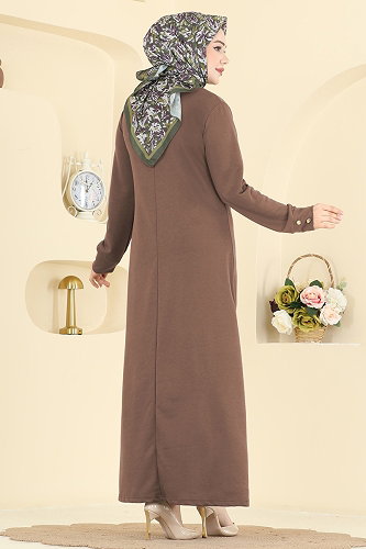 moda selvim الفستان بيج وردي 1009ETT926 - Thumbnail