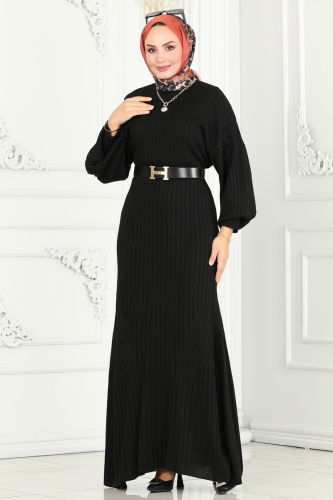 moda selvim Dress 1009HBS856 Black - Thumbnail