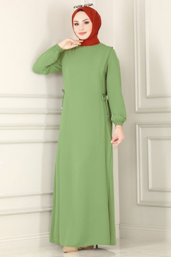 moda selvim Dress 1010BM387 Almond Green - Thumbnail