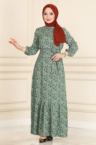 moda selvim Dress 1011-1MRT754 Mint - Thumbnail