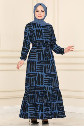 M.R.T. - Dress 1011MRT754 Desen 1 İndigo