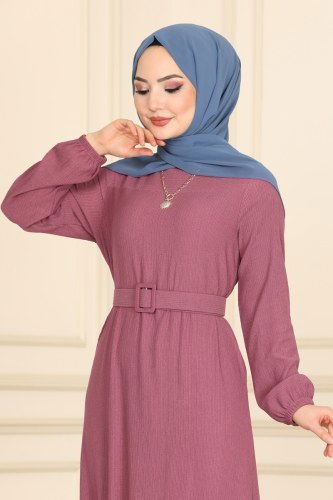 moda selvim Dress 1011YNS793 Dark Dusty Rose - Thumbnail