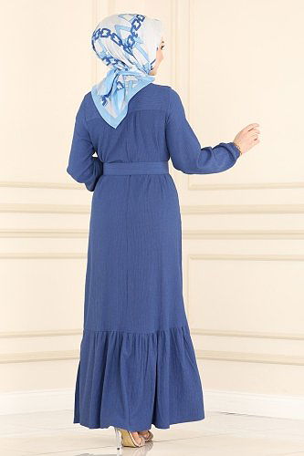 moda selvim 1011YNS793 ياقوتي فستان - Thumbnail