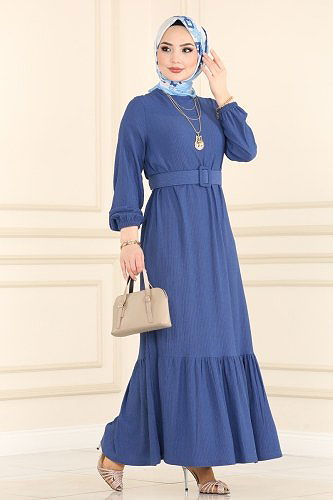 moda selvim 1011YNS793 ياقوتي فستان - Thumbnail