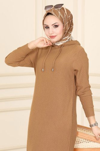 moda selvim 1013YNS793 لحمي فستان - Thumbnail
