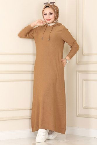 moda selvim 1013YNS793 لحمي فستان - Thumbnail