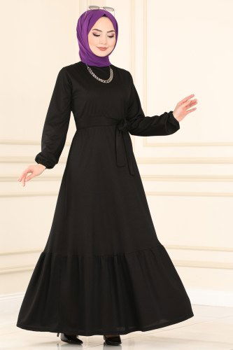moda selvim Dress 1017PM271 Black - Thumbnail