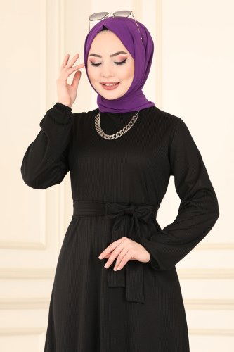 moda selvim Dress 1017PM271 Black - Thumbnail