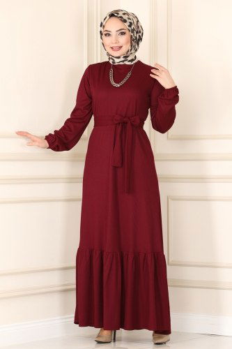 moda selvim Dress 1017PM271 Claret Red - Thumbnail