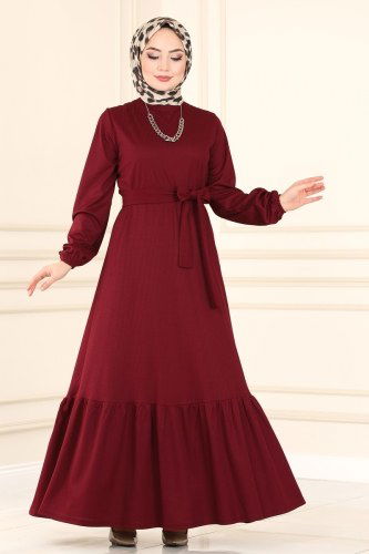 moda selvim 1017PM271 الخمري فستان - Thumbnail