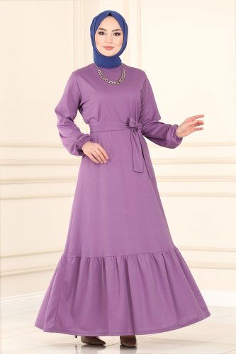moda selvim Dress 1017PM271 Lilac - Thumbnail