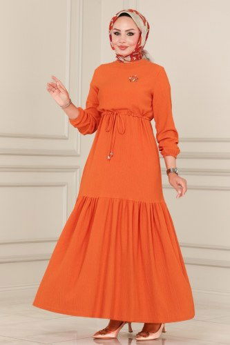 moda selvim Dress 101MRT754 Orange - Thumbnail