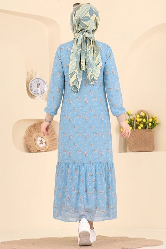 moda selvim Dress 101NZRK1200 Blue - Thumbnail