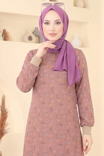moda selvim Dress 101NZRK1200 Rose Dried - Thumbnail