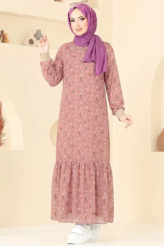 moda selvim Dress 101NZRK1200 Rose Dried - Thumbnail