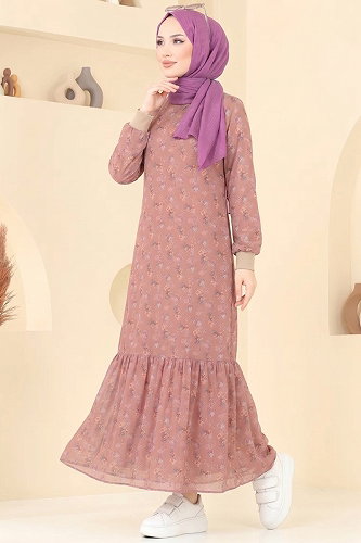 moda selvim الفستان وردي 101NZRK1200 - Thumbnail