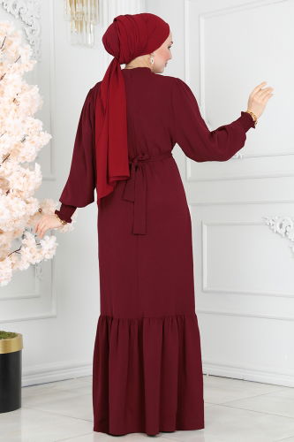 moda selvim DRESS 102MP806 Burgundy - Thumbnail