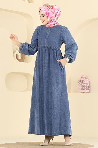 moda selvim Dress 102ZNE1011 Light Denim - Thumbnail