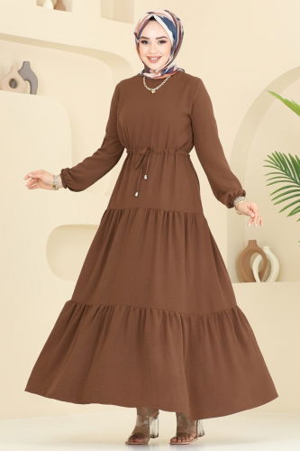 moda selvim Dress 103MP806 Brown - Thumbnail