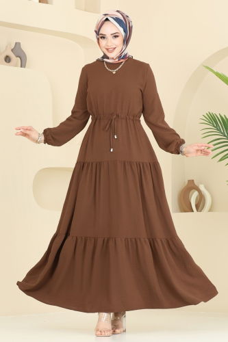 moda selvim Dress 103MP806 Brown - Thumbnail