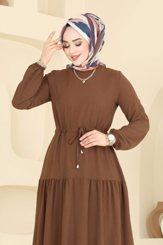 moda selvim Dress 103MP806 Brown - Thumbnail