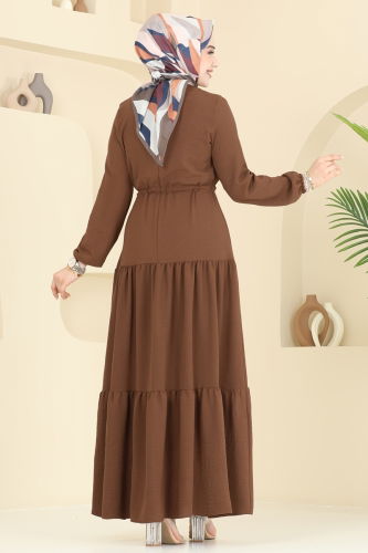 moda selvim Dress 103MP806 Brown - Thumbnail