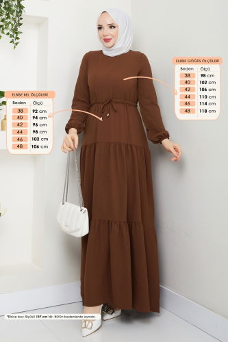 moda selvim Dress 103MP806 Brown - Thumbnail