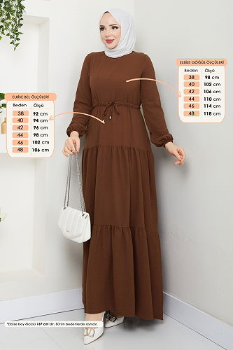 moda selvim Dress 103MP806 Brown - Thumbnail