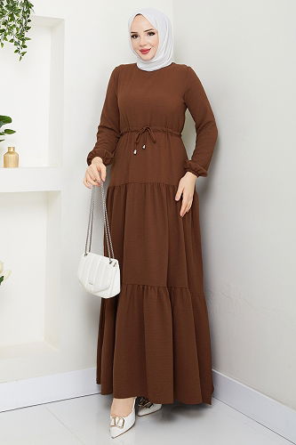 moda selvim Dress 103MP806 Brown - Thumbnail