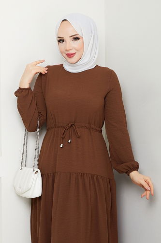 moda selvim Dress 103MP806 Brown - Thumbnail