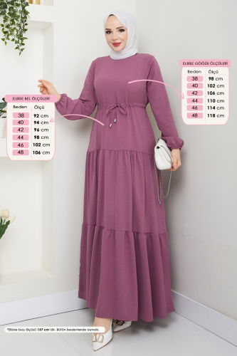 moda selvim Dress 103MP806 Dark Rose Dusky - Thumbnail