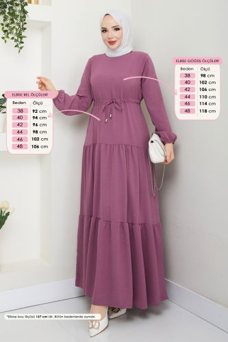moda selvim الفستان وردي غامق 103MP806 - Thumbnail