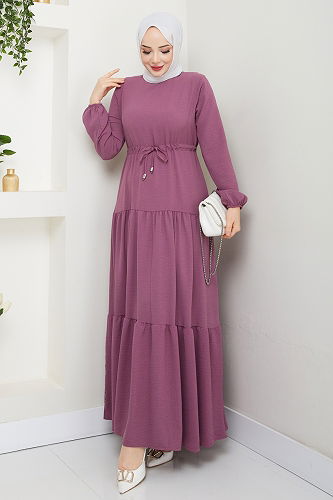 moda selvim الفستان وردي غامق 103MP806 - Thumbnail