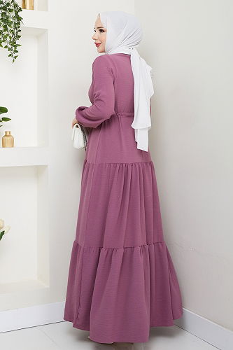 moda selvim الفستان وردي غامق 103MP806 - Thumbnail