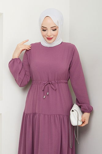 moda selvim الفستان وردي غامق 103MP806 - Thumbnail