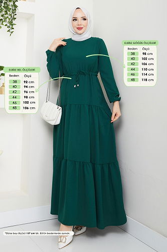 moda selvim Dress 103MP806 Emerald - Thumbnail