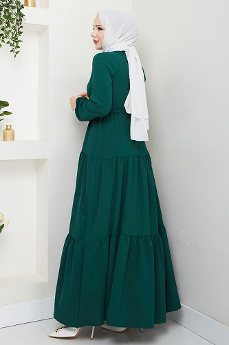 moda selvim Dress 103MP806 Emerald - Thumbnail