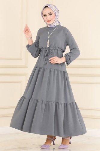 moda selvim 103MP806 الفضي فستان - Thumbnail