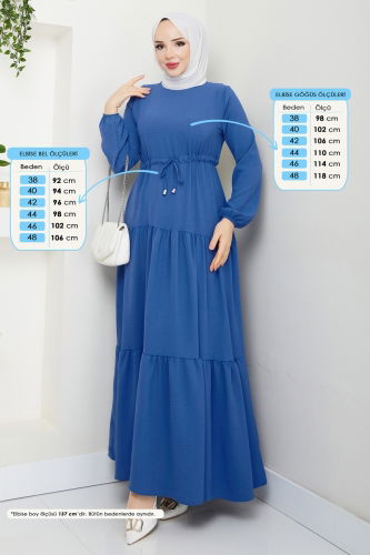 moda selvim Dress 103MP806 Indigo - Thumbnail