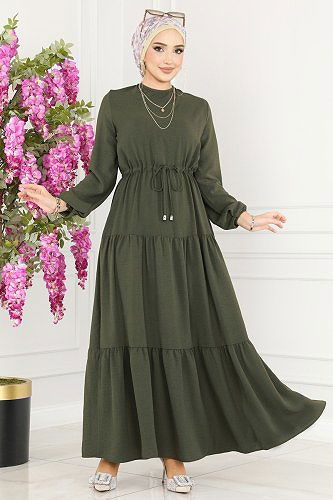 moda selvim الفستان اخضر عفني 103MP806 - Thumbnail