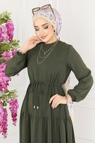 moda selvim الفستان اخضر عفني 103MP806 - Thumbnail