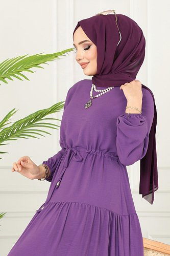 moda selvim Dress 103MP806 Lilac - Thumbnail