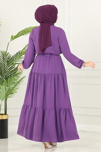 moda selvim Dress 103MP806 Lilac - Thumbnail