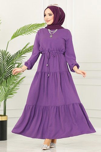 moda selvim Dress 103MP806 Lilac - Thumbnail