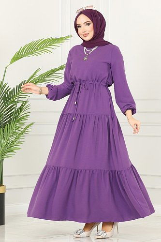 moda selvim الفستان ليلكي 103MP806 - Thumbnail