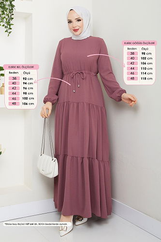 moda selvim Dress 103MP806 Rose Dried - Thumbnail