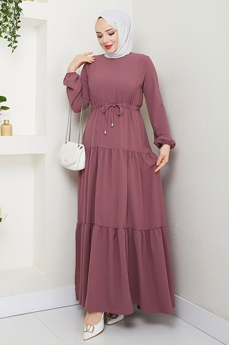 moda selvim Dress 103MP806 Rose Dried - Thumbnail