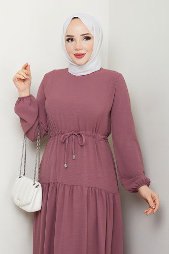 moda selvim Dress 103MP806 Rose Dried - Thumbnail
