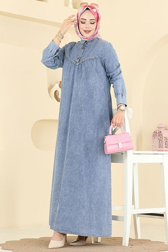moda selvim Dress 103ZNE1011 Light Denim - Thumbnail