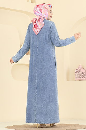 moda selvim Dress 103ZNE1011 Light Denim - Thumbnail